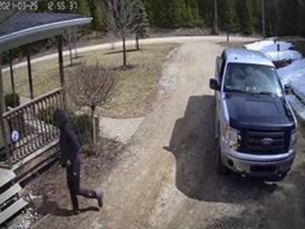 Truck with black hood silver body