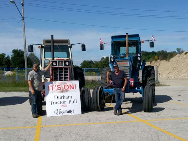stop along parade route promoting 2022 Durham Ag Society tractor pull