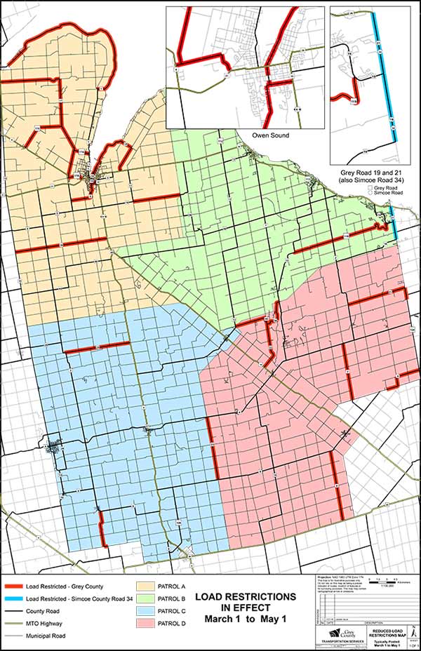 Grey County load restrictions for Spring 2022