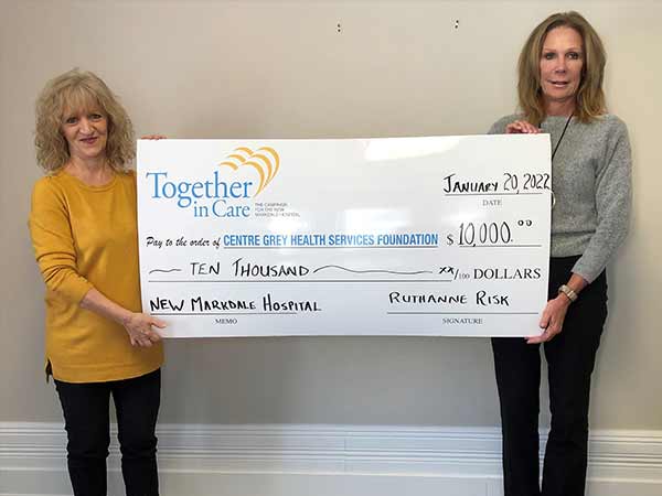Ruthanne Risk donates to Centre Grey Health Services