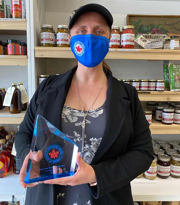 Tracy Nietvelt-Prentice poses with her Ontario Made trophy.