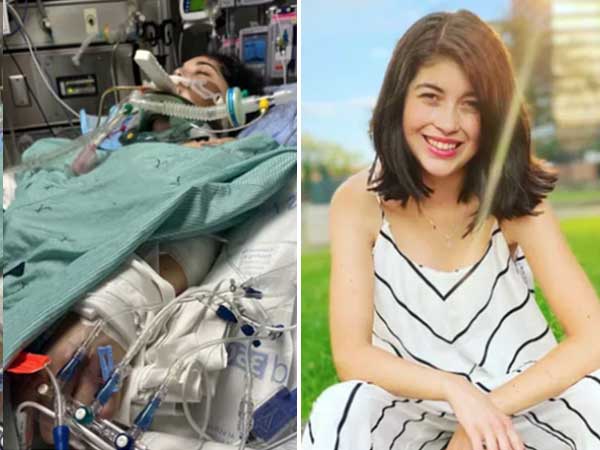 Hannah Ralph photographed in hospital and before accident