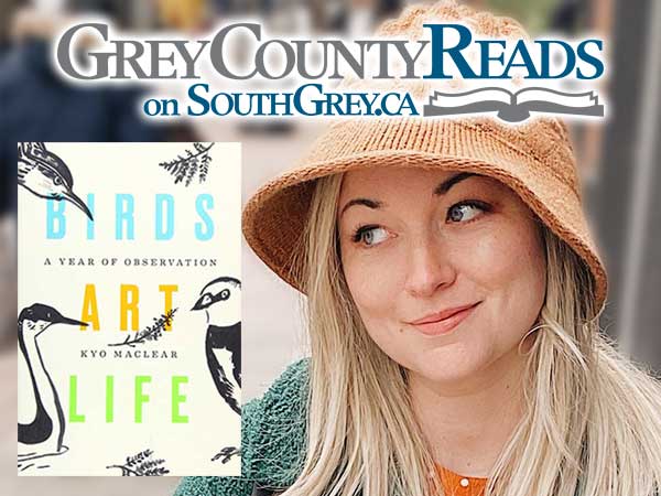 Samantha Erin with her book choice: Birds Art Life