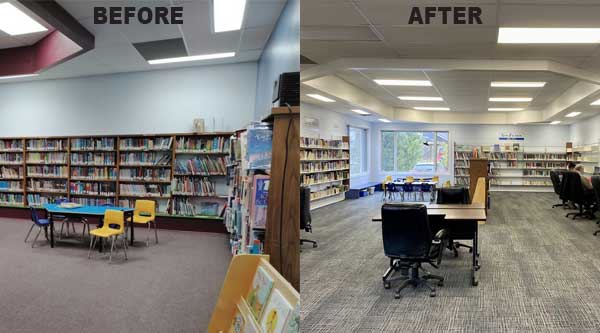 Markdale Library before and after