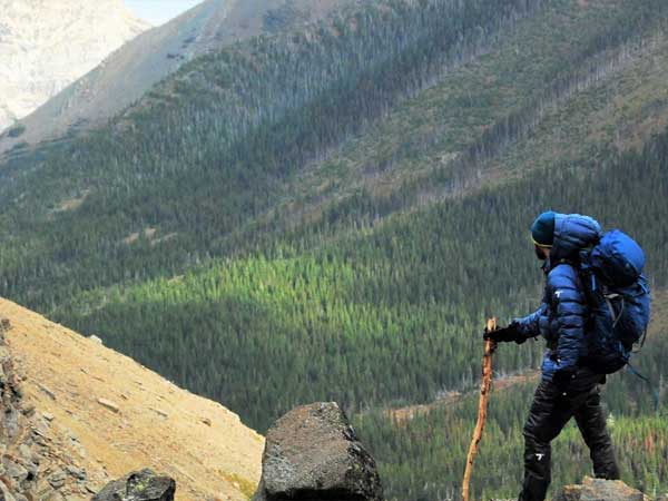 Adam Shoalts hiking through the Rocky Mountains