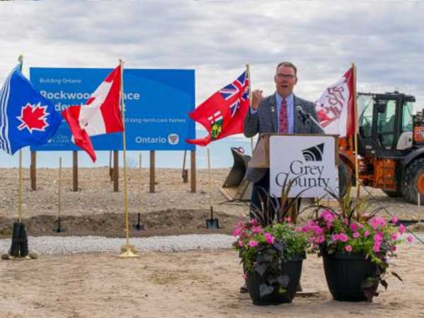 Grey County Warden Brian Milne at the Rockwood Terrace Construction Kickoff ceremony.