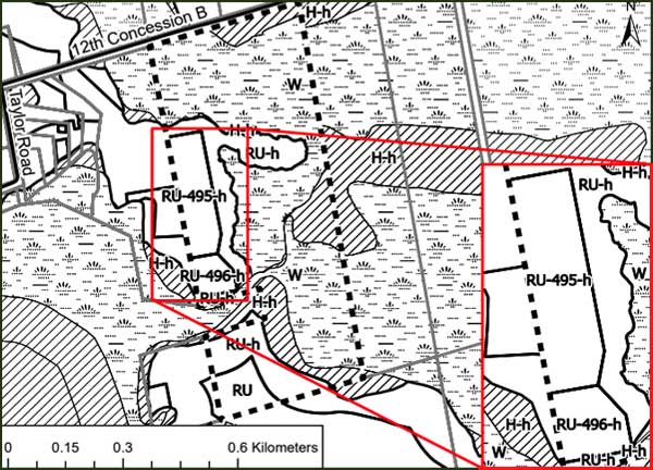 Close-up map of Ghandi subject land rezoned for recreational use.
