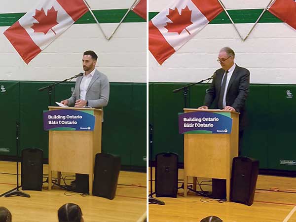 Ontario Education Minister Stephen Lecce and Bruce-Grey-Owen Sound MPP Rick Byers.