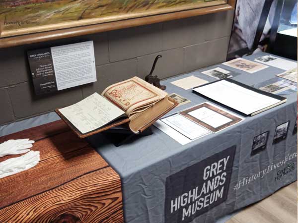 William K. Flesher historical display at the Grey Highlands Museum.