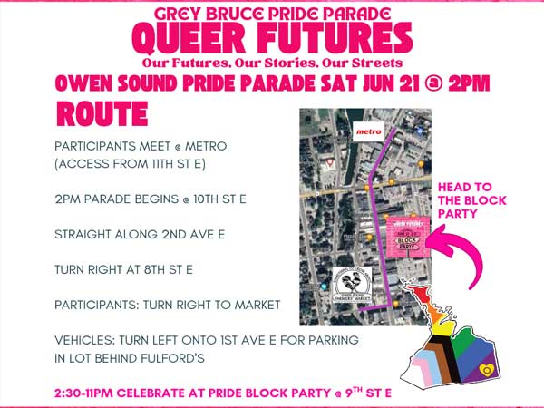 2025 Grey Bruce Pride Parade route