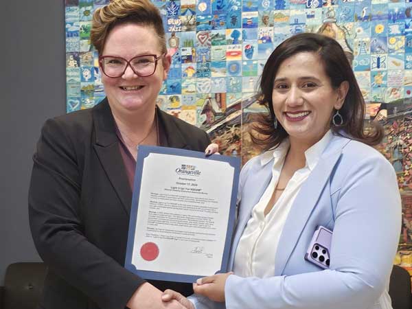 Orangeville Mayor Lisa Post with Monica Singh Soares