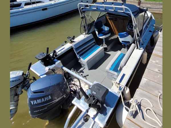 Stolen boat docked.